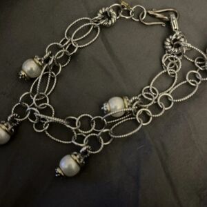 Chic Silver Bracelet with Pearl Accents JOHN MEDIEROS